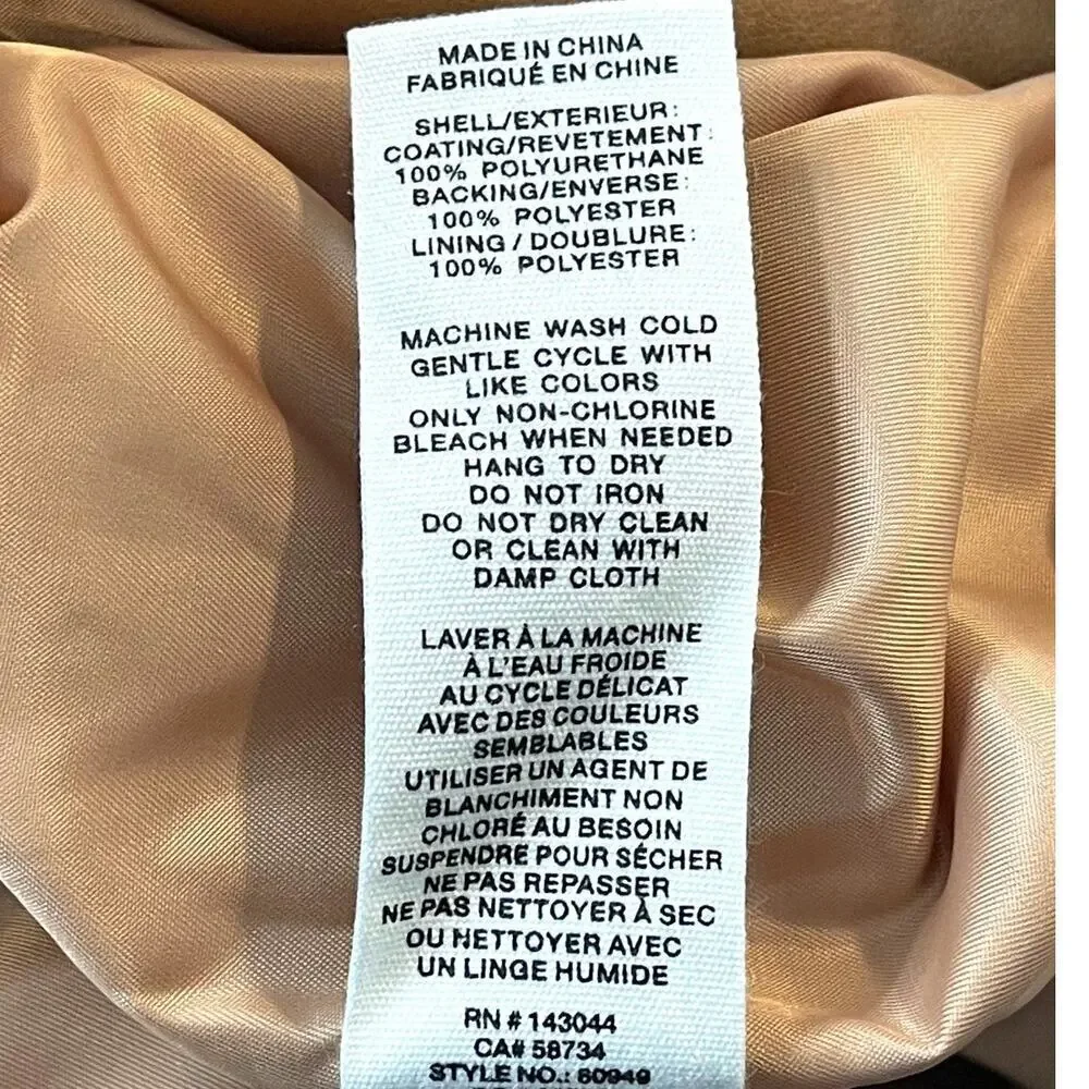Avec Les Filles Camel Faux Leather Long Trench Coat Women’s XL Double Breasted